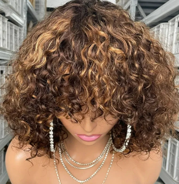 Chic Ginger Fringe Wig – 14'' of Lively Water Curl Texture
